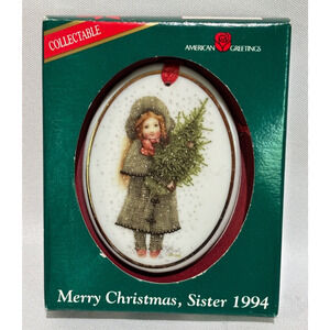 Forget Me Not Holly Hobbie Merry Christmas Sister 1994 Ornament New Collector